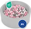 A round ball pit filled with pink, white, and gray balls. A tag with 'OEKO TEX' logo is visible, and a 'Made in EU' badge is in the lower right corner. Anteprima dell’immagine prodotto