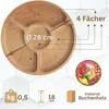 Ø28cm Servierplatte aus natürlichem Holz mit 4 geteilten Produktbild-Vorschau 2