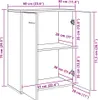 A diagram showing the dimensions of a white sideboard. Voir les images du produit
