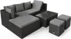 A set of outdoor furniture including a sectional sofa, a coffee table, and two ottomans, displayed on a white background. Náhled obrázku produktu