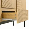A close-up view of a wooden sideboard with an open drawer, showing the drawer slides and construction. Anteprima dell’immagine prodotto