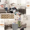 A split image showing a messy room before and an organized room after using a laundry basket. Voir les images du produit