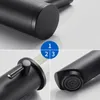 A collage of close-up shots of a black faucet, highlighting different parts and features. Produktbild-Vorschau