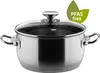 A stainless steel pot with a glass lid is shown against a white background. Voir les images du produit