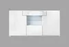 A modern white sideboard with glass shelves in the center. Podgląd zdjęcia produktu