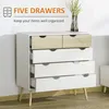 HOMCOM Commode 5 tiroirs Design scandinave Meuble de Voir les images du produit 3