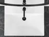 A top-down view of a white rectangular sink with a black faucet. Podgląd zdjęcia produktu