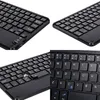 A collage of four close-up images of a black mini Bluetooth keyboard with a touchpad. Náhled obrázku produktu