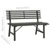 A dark gray garden bench with dimensions indicated by measurement lines and text. Podgląd zdjęcia produktu