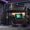 Gaming-Hochbett 120x200 cm Metallbett Schwarz mit Produktbild-Vorschau 1