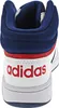 The back view of a white Adidas sneaker with blue and red accents. Produktbild-Vorschau