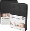 Product packaging for a baby crib sheet with a picture of a smiling baby. Produktbild-Vorschau