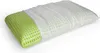 A pillow with a green foam core partially covered by a white fabric case. Produktbild-Vorschau