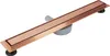 A linear shower drain with a copper finish and gray plumbing components, shown against a white background. Produktbild-Vorschau