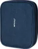 A close-up view of a dark blue fabric pouch with a zipper. Podgląd zdjęcia produktu