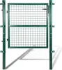 A green metal garden gate with a wire mesh infill, shown standing upright against a white background. Produktbild-Vorschau