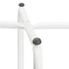 A close-up view of the white metal frame of a side table, showing two dark gray protective caps on the joints. Produktbild-Vorschau