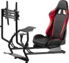 A black and red racing simulator cockpit with a TV mount, shown against a white background. Anteprima dell’immagine prodotto