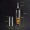 A black electric screwdriver set with multiple bits, displayed against a black background with measurement annotations. Náhled obrázku produktu