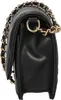 A side view of a black quilted handbag with a gold chain strap. Produktbild-Vorschau