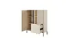 A beige and gray cabinet with open doors and drawers. Produktbild-Vorschau