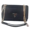 A black Guess handbag with a gold chain strap is displayed against a white background. Produktbild-Vorschau