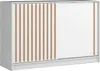 Kommode ROYAL 150 cm Sideboard Schiebetüren Weiss + Wotan Produktbild-Vorschau 1