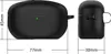 Two views of a black earbud case with dimensions indicated. Náhled obrázku produktu