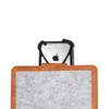 The top part of a smartphone is visible, inserted into a protective case. Below the phone, a portion of a felt and faux leather sleeve is shown. Produktbild-Vorschau
