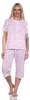 Damen Pyjama 3/4 Hose & Shirt mit Blumenmuster; Rosa/L/40 Produktbild-Vorschau 1