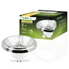 A product shot of an LED light bulb and its packaging. Produktbild-Vorschau