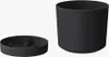 A black pot and its matching saucer are shown separately against a white background. Podgląd zdjęcia produktu