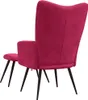 A red velvet armchair and ottoman are shown from the back on a white background. Produktbild-Vorschau
