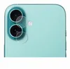 A close-up view of the rear camera module of a teal smartphone, with protective glass covers placed over the lenses. Produktbild-Vorschau