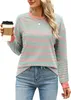 ASKSA Damen T-Shirt Rundhals Langarm Shirts Gestreift Basic Produktbild-Vorschau 1
