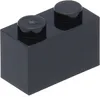 A single black Lego brick with two studs on top. Podgląd zdjęcia produktu