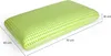 A green memory foam pillow with dimensions indicated by lines and text. Produktbild-Vorschau
