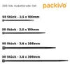 Kabelbinder Set Sortiment, Schwarz/Weiss - 100/150/200/300 Produktbild-Vorschau 2