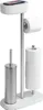 A white toilet paper holder and brush stand with a shelf for a phone. Náhled obrázku produktu