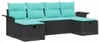 Gartensofa-set mit Kissen 6 pcs Schwarz und Türkis Produktbild-Vorschau 1