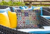 MuchoWow® Outdoor Kissen - Blumen - Muster - Grün - Blau - Produktbild-Vorschau 4