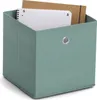 A green fabric storage box with a notebook and a folder inside, placed on a white background. Anteprima dell’immagine prodotto
