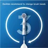 A close-up of an electric toothbrush head attached to a handle, with a large "3 MONTHS" graphic behind it, suggesting replacement frequency. Produktbild-Vorschau