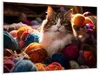 Wallario Wandbild Katze in einem Berg von Wollknäuel, Produktbild-Vorschau 2