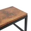 A close-up view of the corner of a wooden shelf with a black metal frame. Podgląd zdjęcia produktu