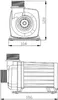 Technical drawing of a water pump with dimensions indicated. Produktbild-Vorschau