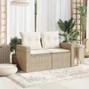 vidaXL Gartensofa mit Kissen 2-Sitzer Beige Poly Rattan Produktbild-Vorschau 3