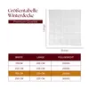 A size chart for a winter duvet with an image of a duvet and a table of dimensions and weights. Produktbild-Vorschau