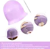 A collage of images showing how to use a silicone highlighting cap, along with the cap itself and a needle. Produktbild-Vorschau