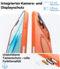 Close-up shots of an orange phone case, highlighting its features and dimensions. Anteprima dell’immagine prodotto